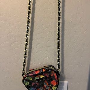 Betsy Johnson heart shaped butterfly sequin bag.